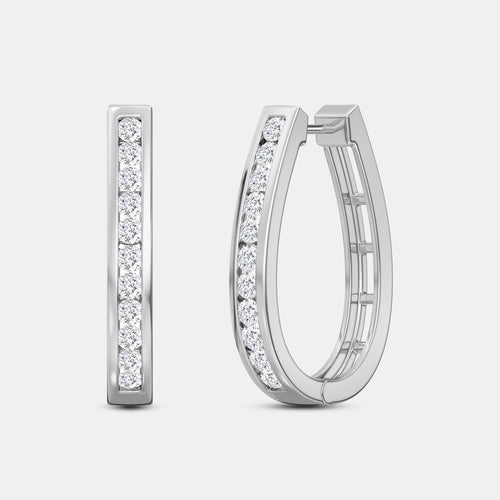 Gilded 1 Carat Lab-Grown Diamond Channel-Set Oval Hoops