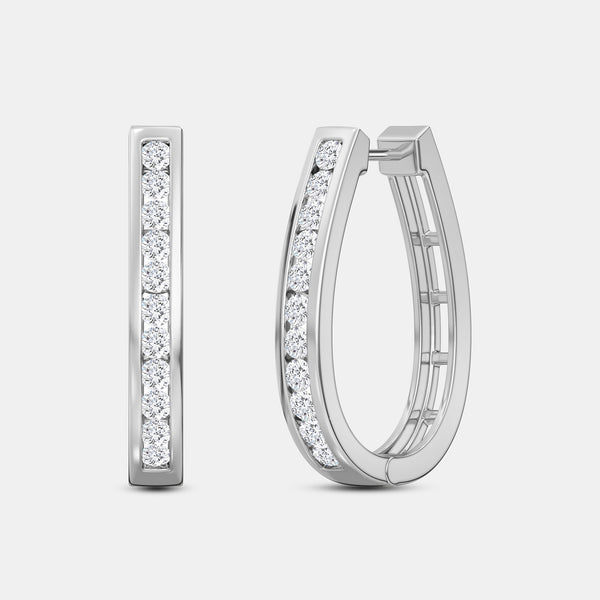 1 Carat Lab-Grown Diamond Channel-Set Oval Hoops — GILDED New York