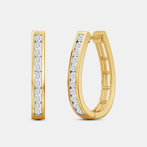 1 Carat Lab-Grown Diamond Channel-Set Oval Hoops — GILDED New York