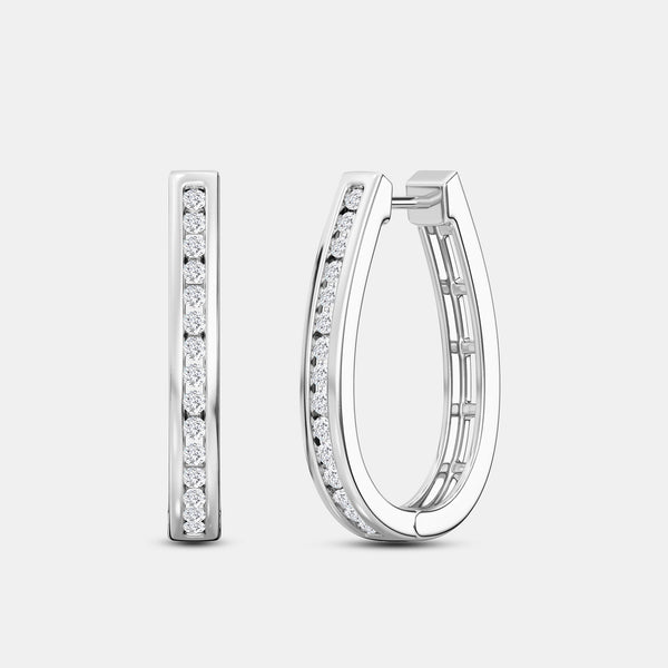 1/2 Carat Lab-Grown Diamond Channel-Set Oval Hoops — GILDED New York