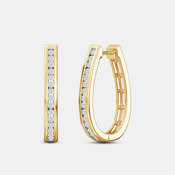 1/2 Carat Lab-Grown Diamond Channel-Set Oval Hoops — GILDED New York