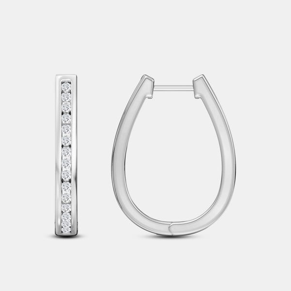 1/2 Carat Lab-Grown Diamond Channel-Set Oval Hoops — GILDED New York