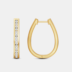 Gilded 1/2 Carat Lab-Grown Diamond Channel-Set Oval Hoops