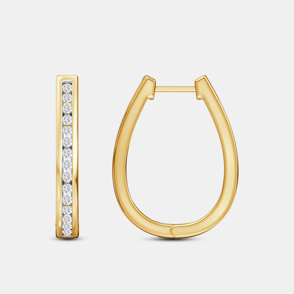 1/2 Carat Lab-Grown Diamond Channel-Set Oval Hoops — GILDED New York