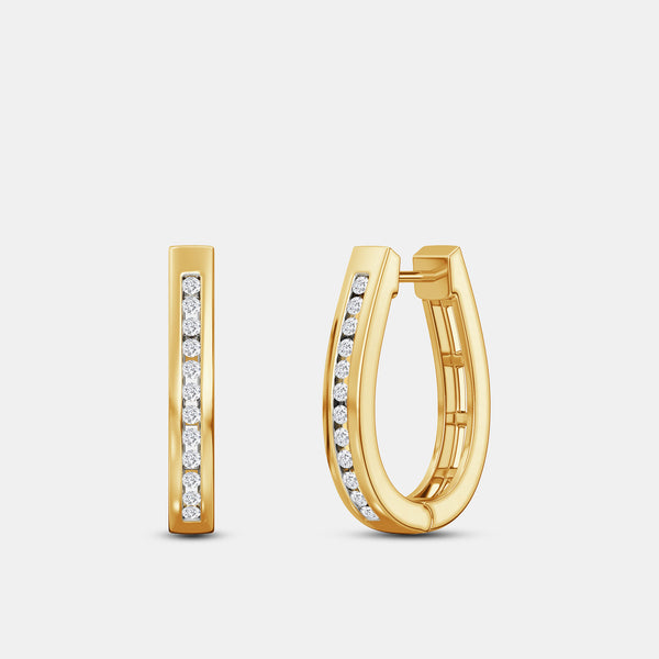 Gilded 1/4 Carat Lab-Grown Diamond Channel-Set Oval Hoops
