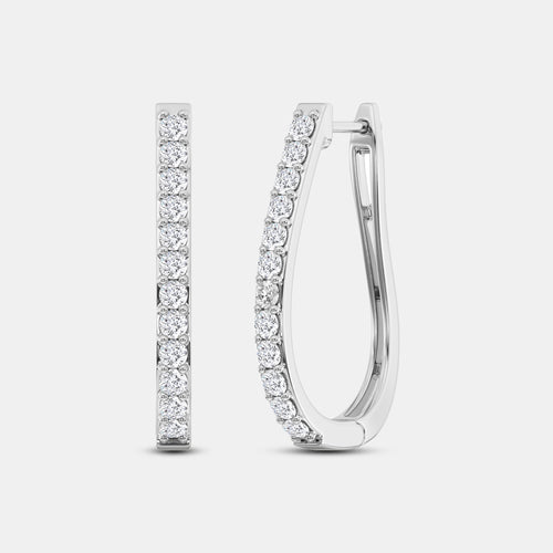 Gilded 1 Carat Lab-Grown Diamond Prong-Set Oval Hoops