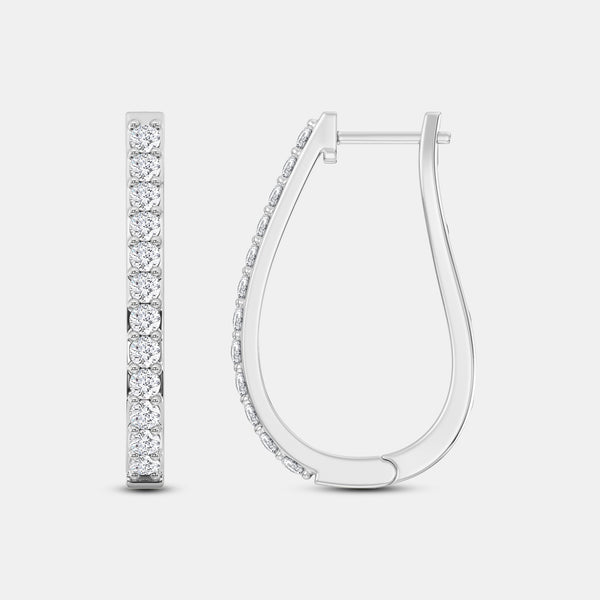 1 Carat Lab-Grown Diamond Prong-Set Oval Hoops — GILDED New York
