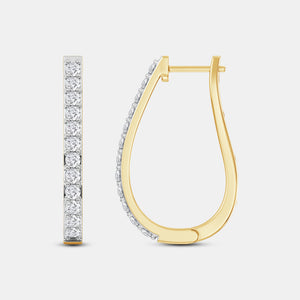 Gilded 1 Carat Lab-Grown Diamond Prong-Set Oval Hoops