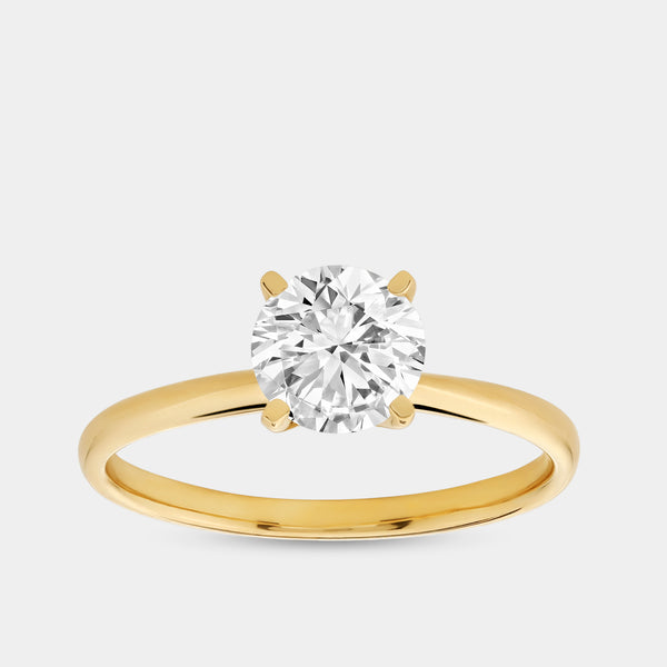 Gilded 1 Carat Lab-Grown Diamond Round-Shaped Classic Solitaire Ring