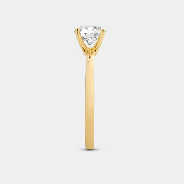 Gilded 1 Carat Lab-Grown Diamond Round-Shaped Classic Solitaire Ring