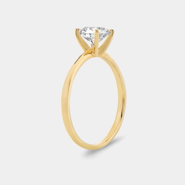 Gilded 1 Carat Lab-Grown Diamond Round-Shaped Classic Solitaire Ring