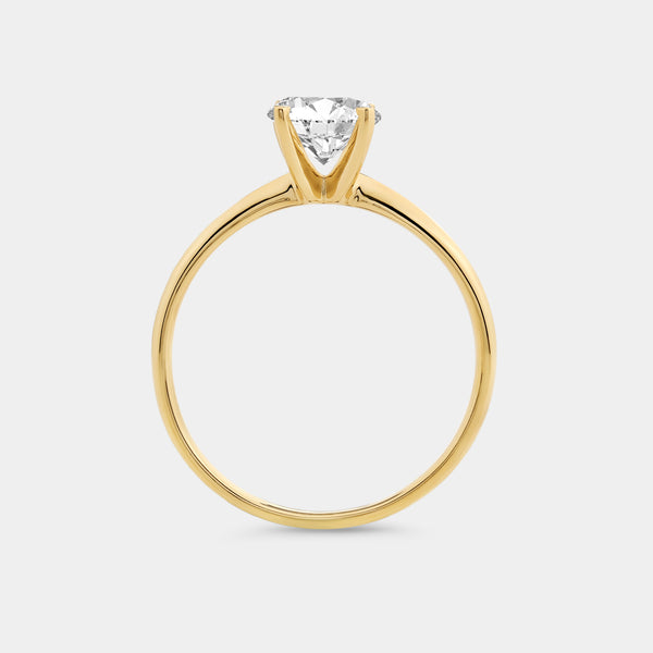 Gilded 1 Carat Lab-Grown Diamond Round-Shaped Classic Solitaire Ring