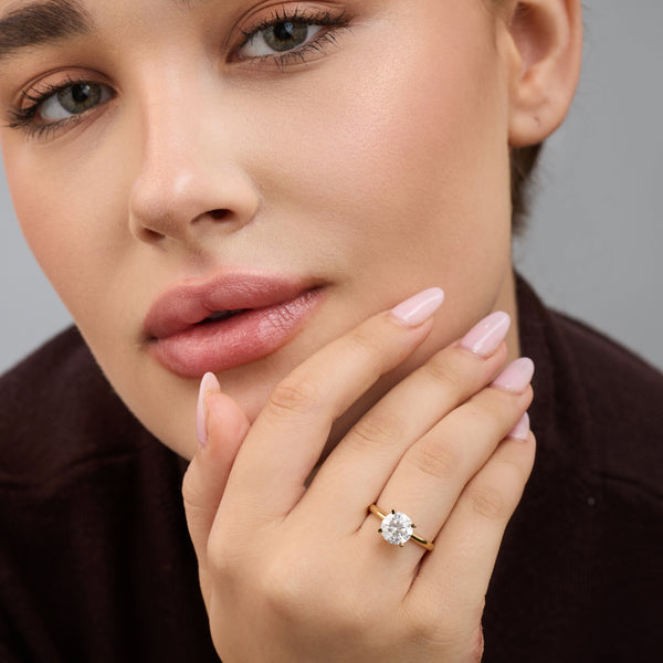 2 Carat Lab-Grown Diamond Round-Shaped Classic Solitaire Ring — GILDED New York