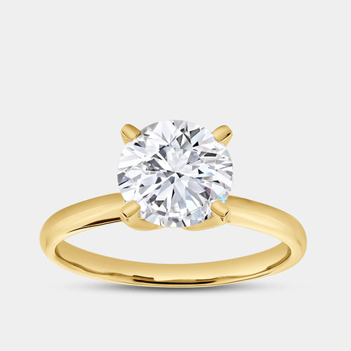 Gilded 2 Carat Lab-Grown Diamond Round-Shaped Classic Solitaire Ring