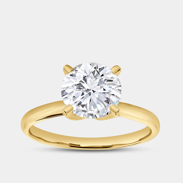 2 Carat Lab-Grown Diamond Round-Shaped Classic Solitaire Ring — GILDED New York