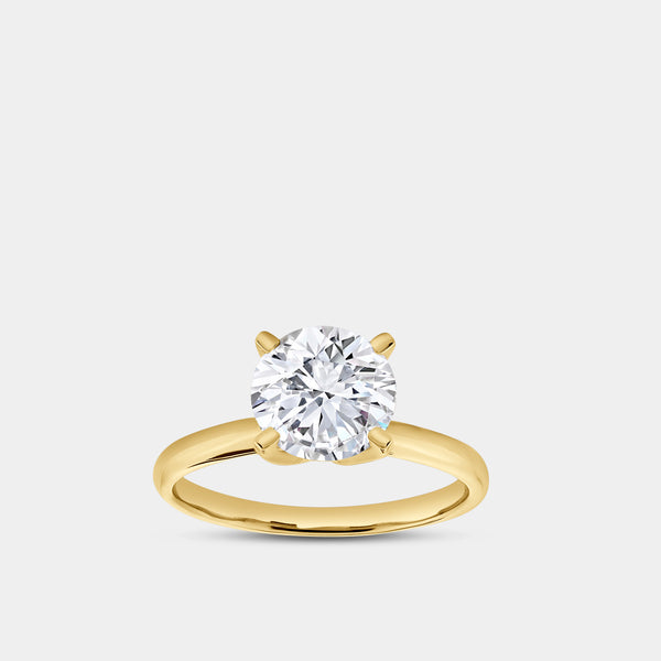 Gilded 2 Carat Lab-Grown Diamond Round-Shaped Classic Solitaire Ring