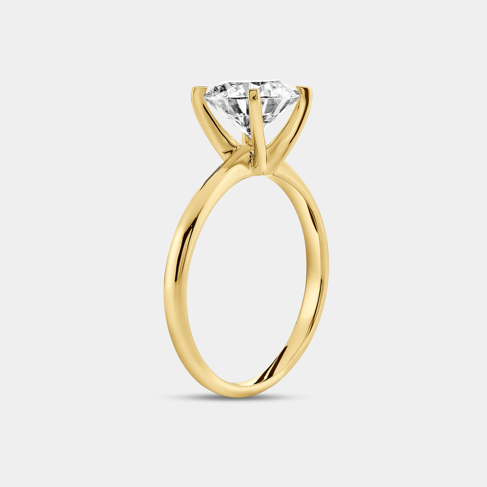 Gilded 2 Carat Lab-Grown Diamond Round-Shaped Classic Solitaire Ring