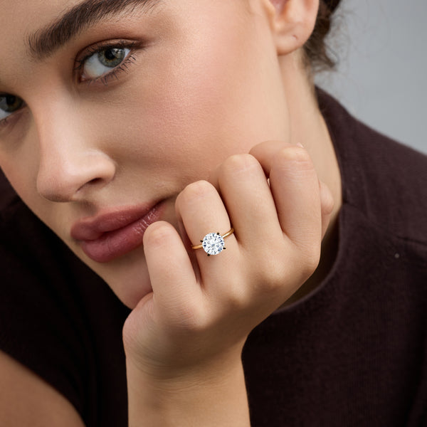 3 Carat Lab-Grown Diamond Round-Shaped Classic Solitaire Ring — GILDED New York