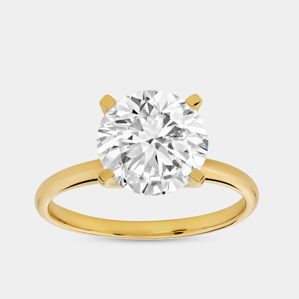 3 Carat Lab-Grown Diamond Round-Shaped Classic Solitaire Ring — GILDED New York