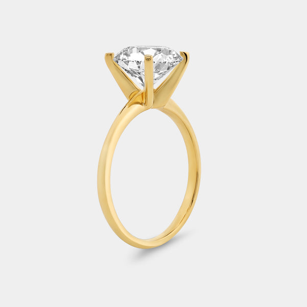3 Carat Lab-Grown Diamond Round-Shaped Classic Solitaire Ring — GILDED New York