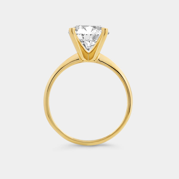 3 Carat Lab-Grown Diamond Round-Shaped Classic Solitaire Ring — GILDED New York