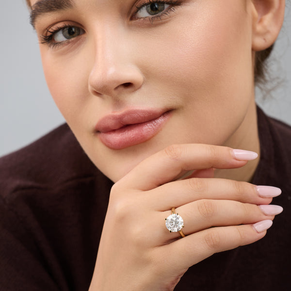 5 Carat Lab-Grown Diamond Round-Shaped Classic Solitaire Ring — GILDED New York