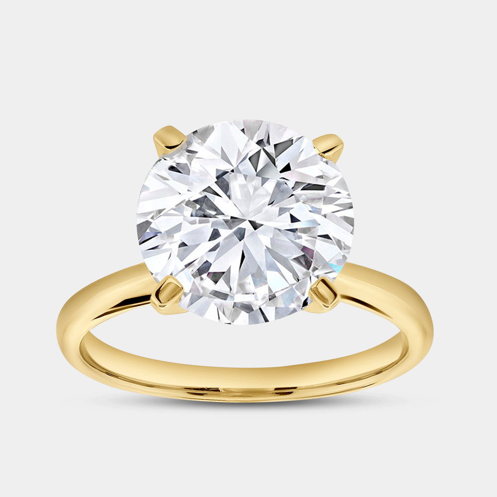 Gilded 5 Carat Lab-Grown Diamond Round-Shaped Classic Solitaire Ring
