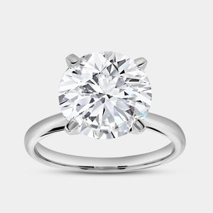 Gilded 5 Carat Lab-Grown Diamond Round-Shaped Classic Solitaire Ring
