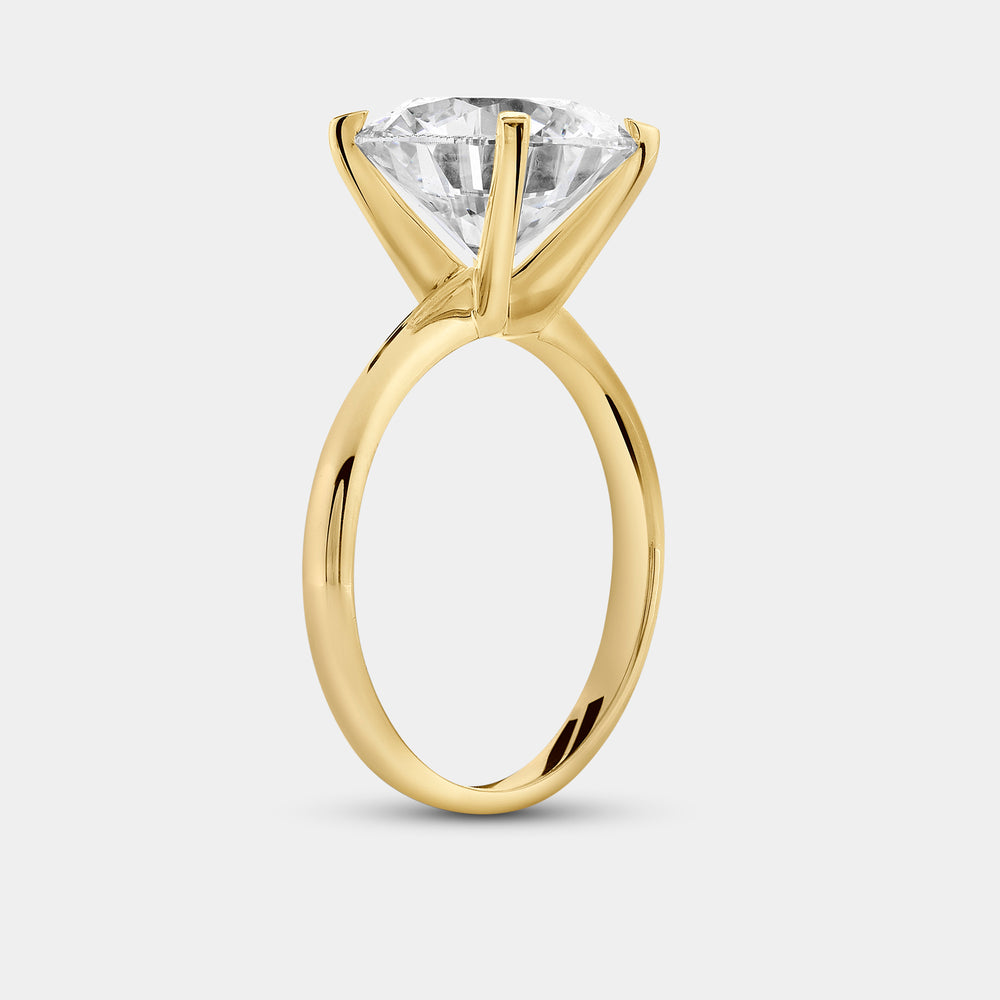 Gilded 5 Carat Lab-Grown Diamond Round-Shaped Classic Solitaire Ring