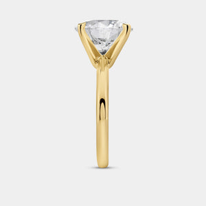 Gilded 5 Carat Lab-Grown Diamond Round-Shaped Classic Solitaire Ring