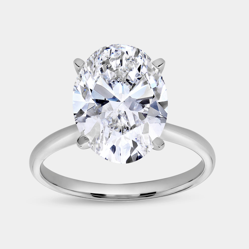 Gilded 5 Carat Lab-Grown Diamond Oval-Shaped Classic Solitaire Ring