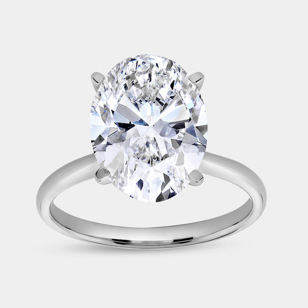 Gilded 5 Carat Lab-Grown Diamond Oval-Shaped Classic Solitaire Ring