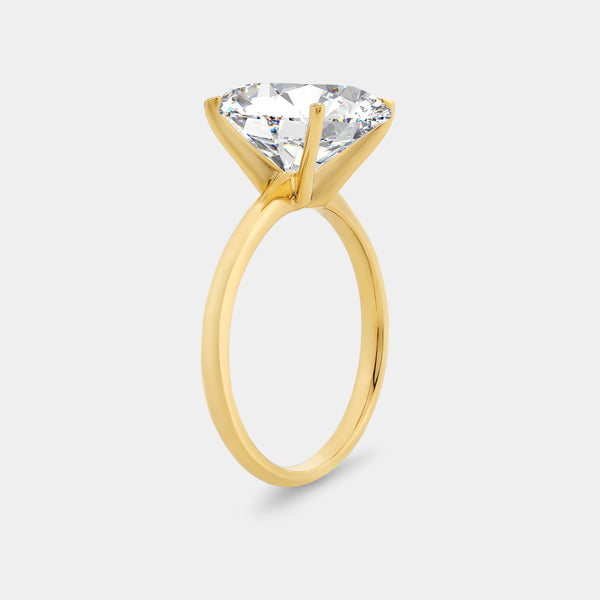 Gilded 5 Carat Lab-Grown Diamond Oval-Shaped Classic Solitaire Ring