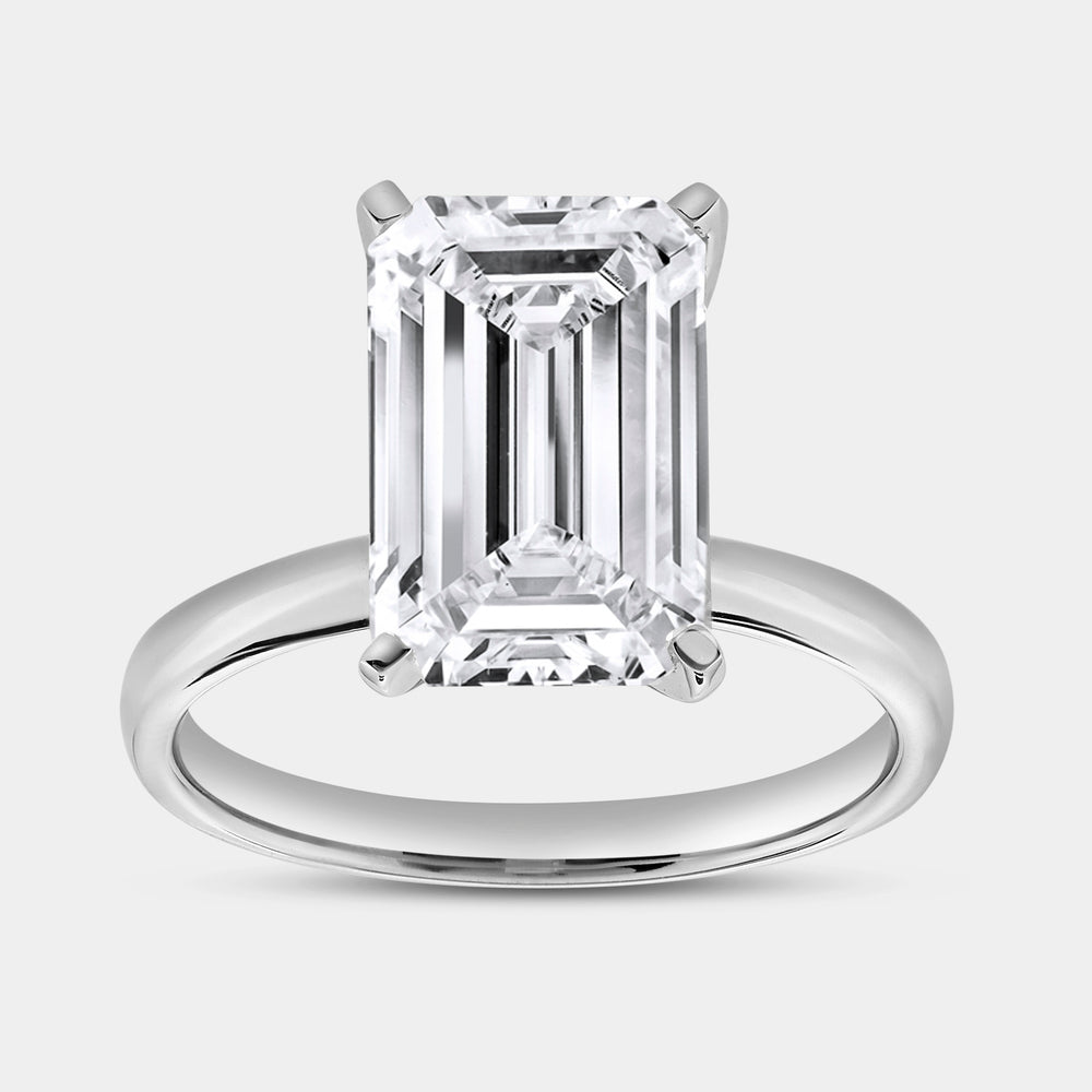 Gilded 5 Carat Lab-Grown Diamond Emerald-Cut Classic Solitaire Ring