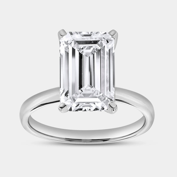 Gilded 5 Carat Lab-Grown Diamond Emerald-Cut Classic Solitaire Ring