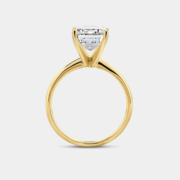 Gilded 5 Carat Lab-Grown Diamond Emerald-Cut Classic Solitaire Ring