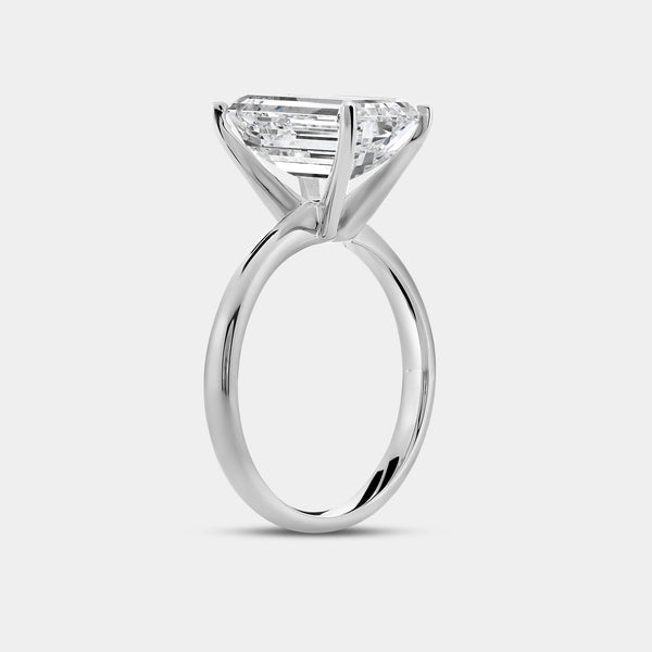 Gilded 5 Carat Lab-Grown Diamond Emerald-Cut Classic Solitaire Ring