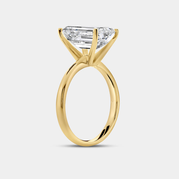 Gilded 5 Carat Lab-Grown Diamond Emerald-Cut Classic Solitaire Ring