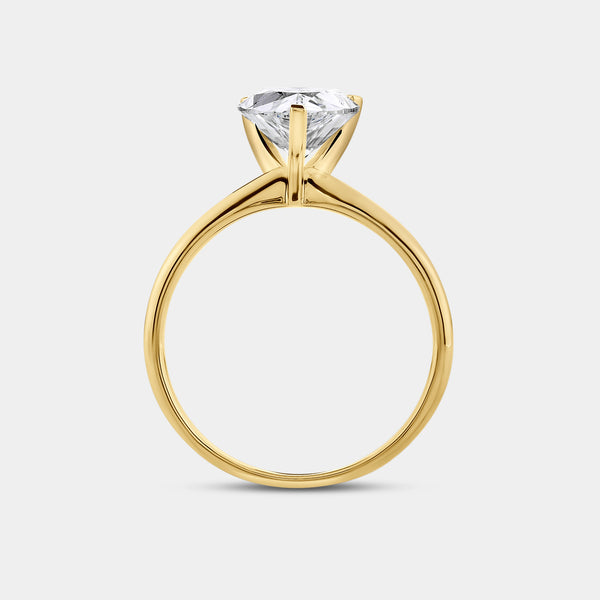 Gilded 3 Carat Lab-Grown Diamond Pear-Shaped Classic Solitaire Ring