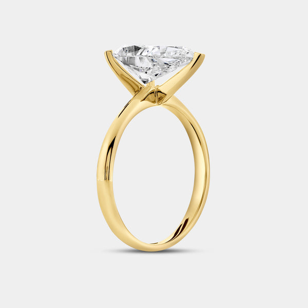 Gilded 3 Carat Lab-Grown Diamond Pear-Shaped Classic Solitaire Ring