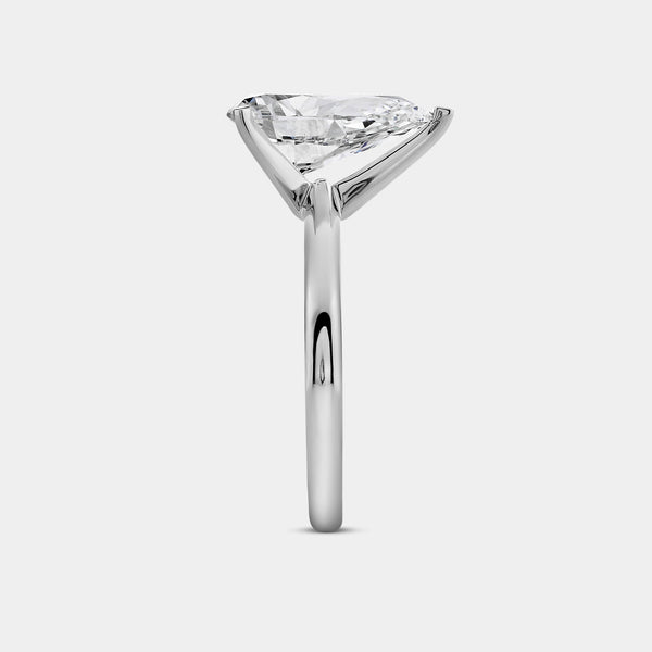 Gilded 3 Carat Lab-Grown Diamond Pear-Shaped Classic Solitaire Ring