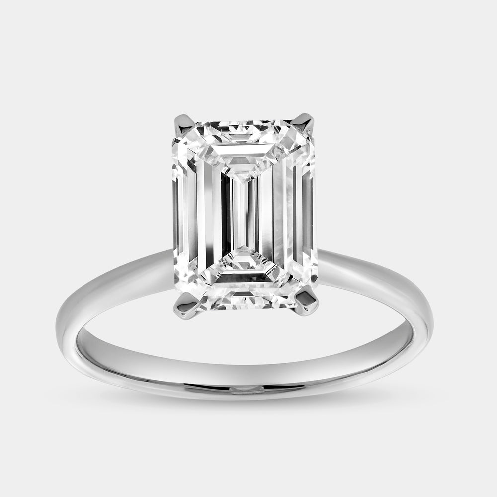 Gilded 3 Carat Lab-Grown Diamond Emerald-Cut Classic Solitaire Ring