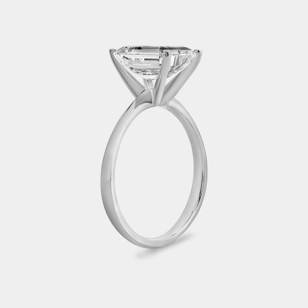 Gilded 3 Carat Lab-Grown Diamond Emerald-Cut Classic Solitaire Ring