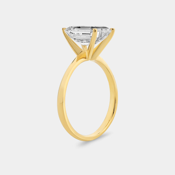 Gilded 3 Carat Lab-Grown Diamond Emerald-Cut Classic Solitaire Ring