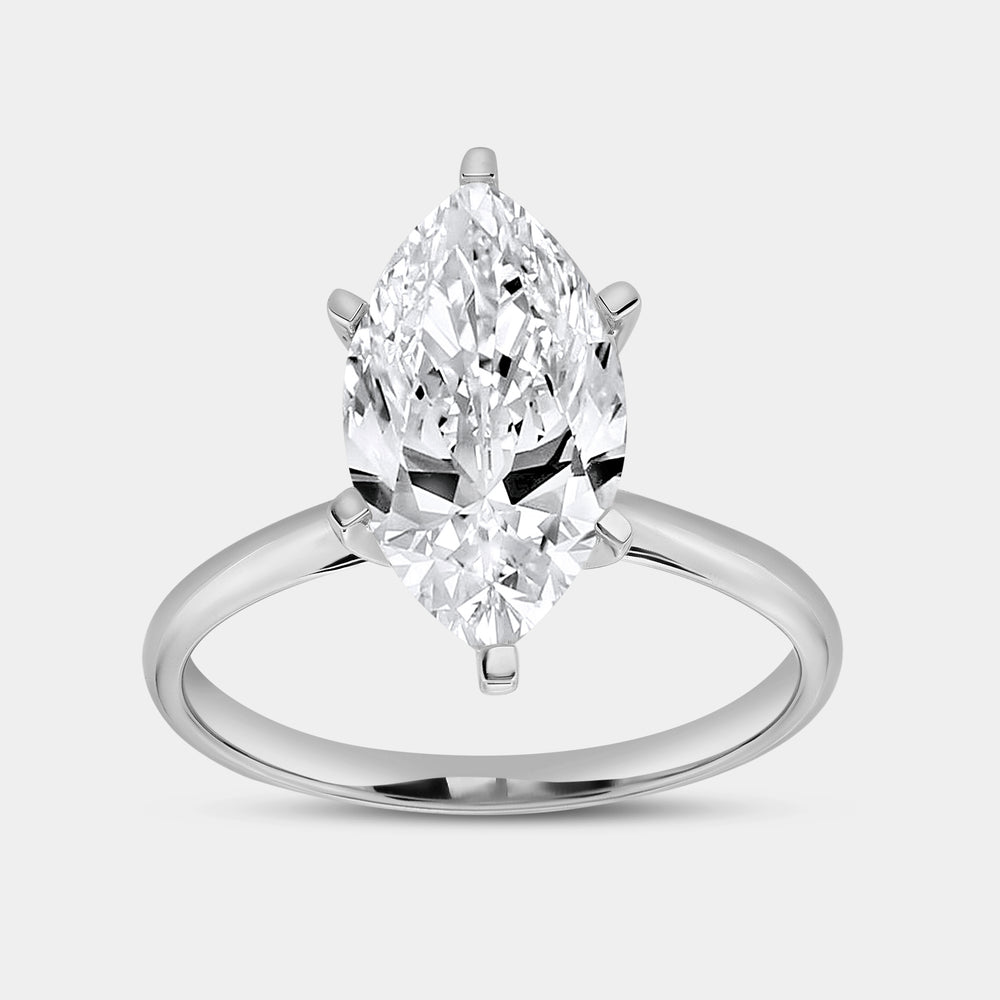 Gilded 3 Carat Lab-Grown Diamond Marquise-Shaped Classic Solitaire Ring