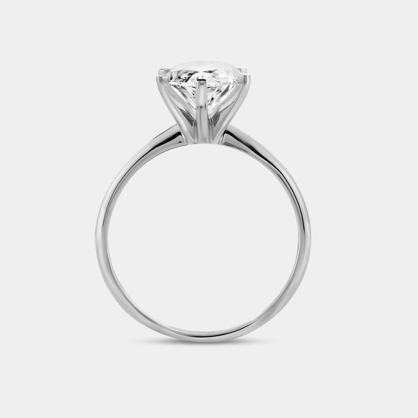 Gilded 3 Carat Lab-Grown Diamond Marquise-Shaped Classic Solitaire Ring