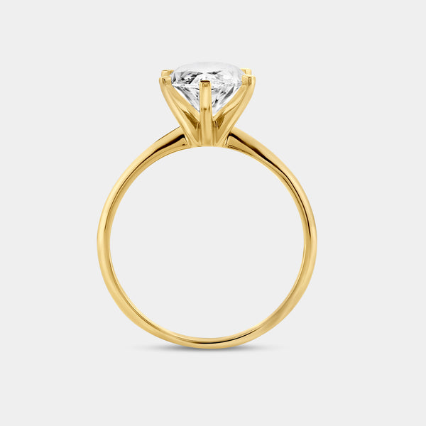 Gilded 3 Carat Lab-Grown Diamond Marquise-Shaped Classic Solitaire Ring