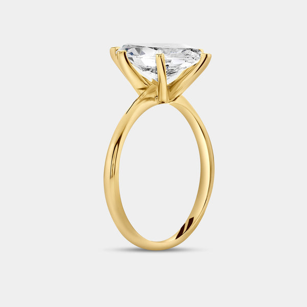 Gilded 3 Carat Lab-Grown Diamond Marquise-Shaped Classic Solitaire Ring