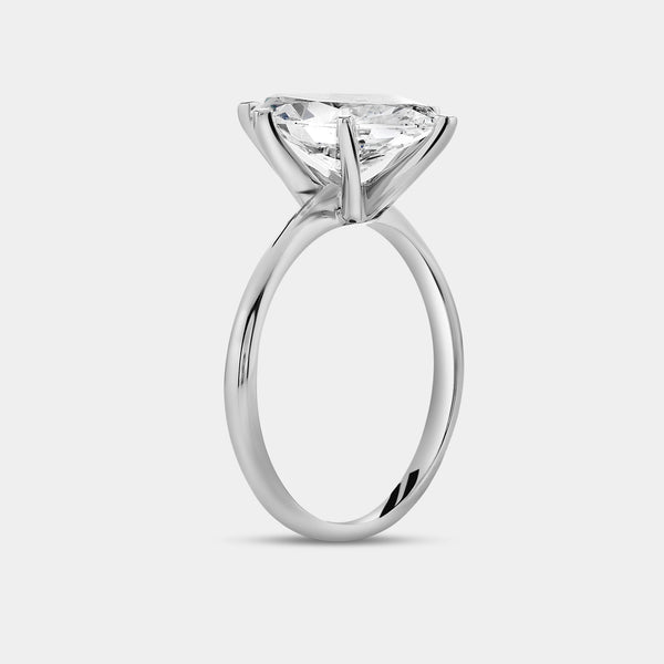 Gilded 3 Carat Lab-Grown Diamond Marquise-Shaped Classic Solitaire Ring