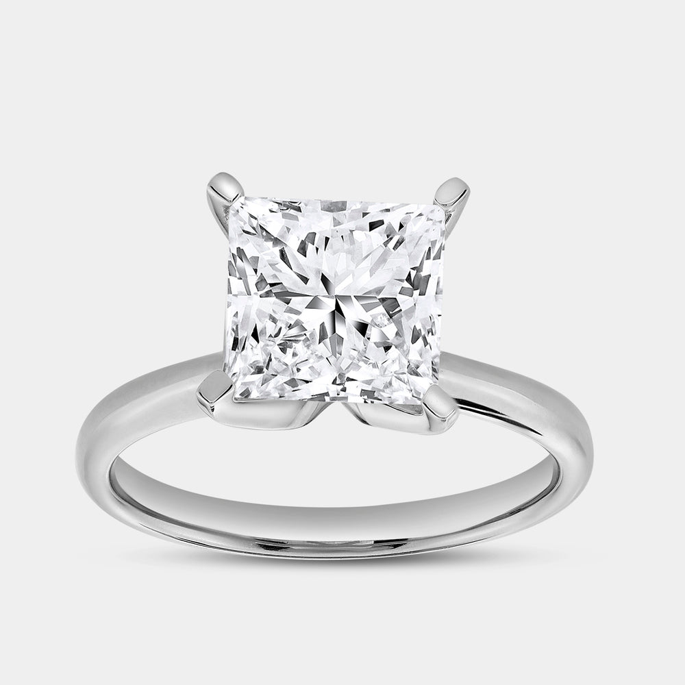 Gilded 3 Carat Lab-Grown Diamond Princess-Cut Classic Solitaire Ring